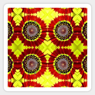 Red Yellow Chrysanthemum Pattern Number 14 Sticker